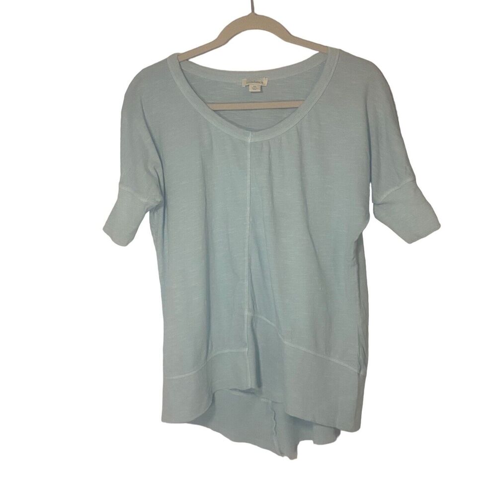 Sundance Womens Easygoing Charms Raw Hem Top Asymmetrical Cotton Blue Size XS
